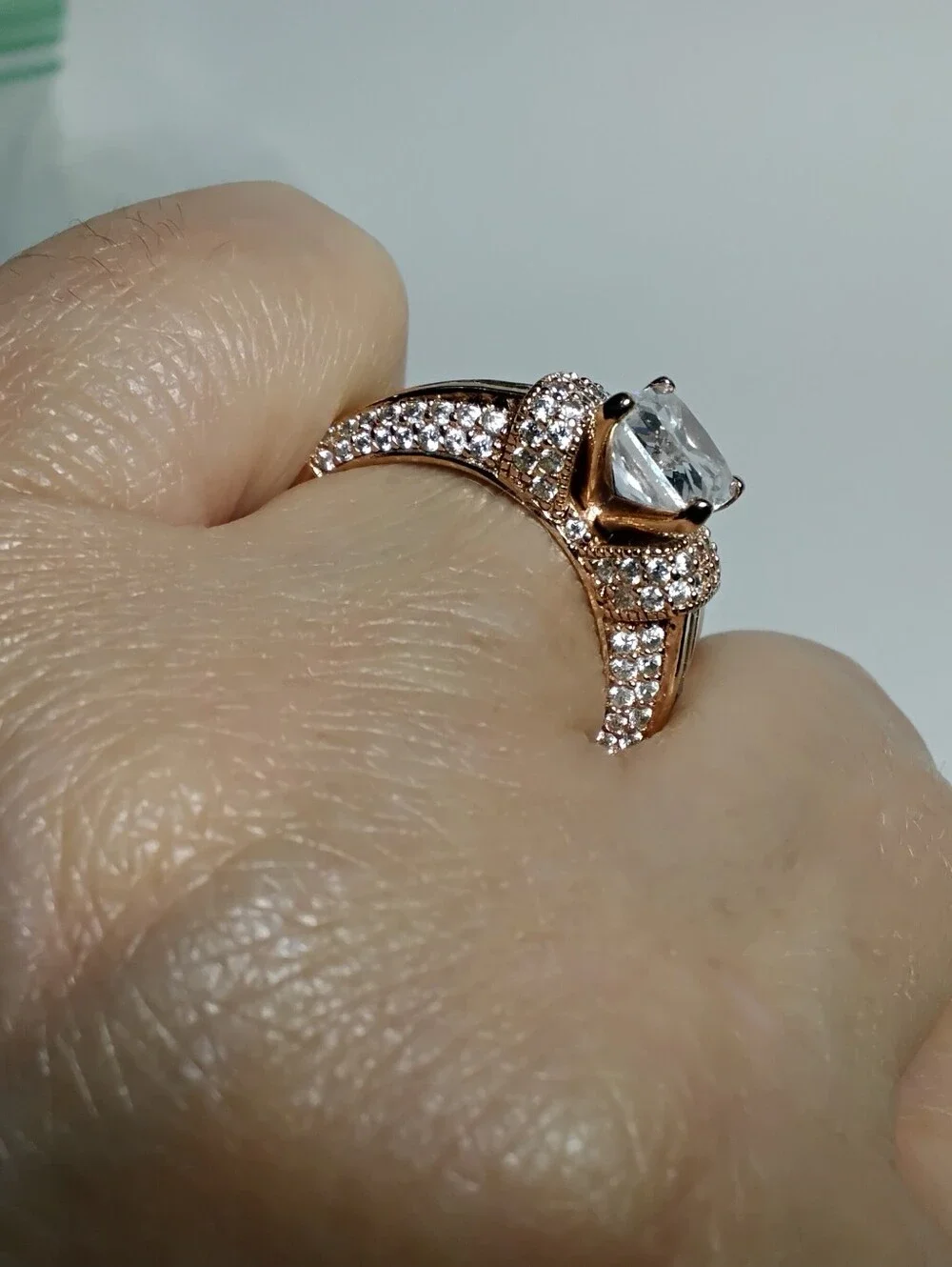 Vanna K Rose Gold 925 Silver Emerald Cut CZ Ring Sz 9 w/ Earrings Set
